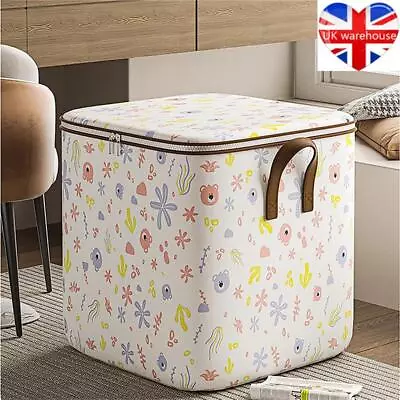 Large Underbed Clothes Storage Bags Zipped Organizer Fabric Wardrobe Cube Boxes • £9.14