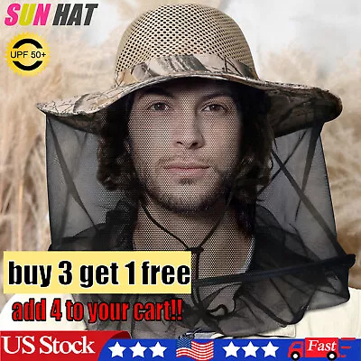 Anti-Mosquito Bug Fly Bee Insect Head Net Hat Sun Cap For Outdoor Fishing Hiking • $7.98