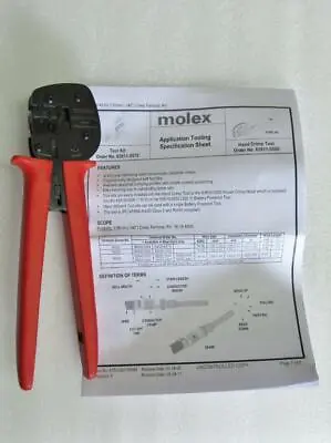 $129.95 • Buy New Molex 63811-5500 Rev.F 3.56mm 16-18AWG Hand Crimper Crimp Tool Type 4C