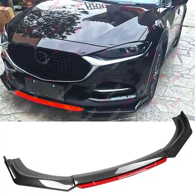 For Mazda 3 Carbon Fiber + Red Front Bumper Lip Splitter Body Kits Spoiler • $100.99