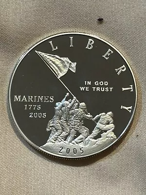 2005 Marine Corps 230th Anniversary Commemorative Proof Silver Dollar Box & COA • $26