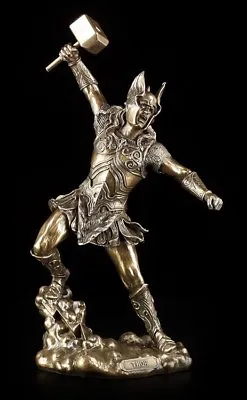 Thor Figurine IN Battle - Viking God Statue Hammer Decoration Figure - Veronese • £80.51