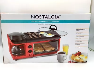 Nostalgia Retro 3-in-1 Family Size Electric Breakfast Station Coffeemaker • $99.99