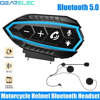 GEARELEC Bluetooth 5.0 Motorcycle Helmet Headset Wireless Call Headphone Speaker • $18.99