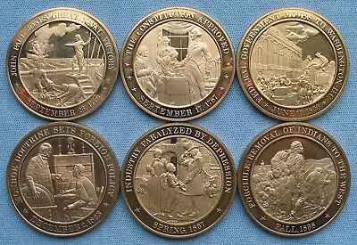 6 Franklin Mint History Of The United States Solid Bronze Medals (US U.S.) • $39.99