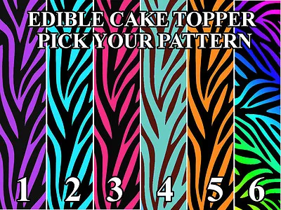 ZEBRA PATTERN BLACK BACKGROUND Image Edible Cake Toppers Cupcakes Cake Strips • $13.50