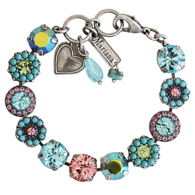 Mariana SUMMER FUN Synthetic Turquoise Pink Floral Statement Crystal Bracelet • $184
