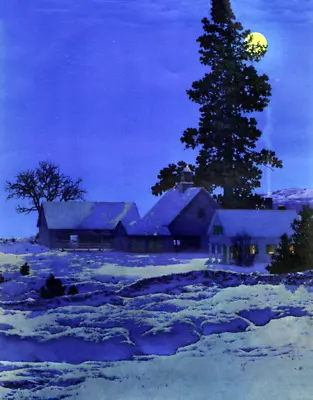 Winter Farm Dark  By Maxfield Parrish 11 X 14 • $15.95