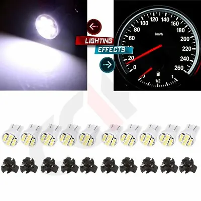 10x White T10 194 LED Bulbs Instrument Gauge Cluster Dash Light + 1/2  Sockets • $8.62