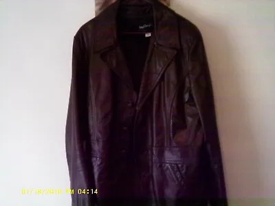 Vtg Royal Knight Spy Barn Stormer Zip Lined Trench Brown Leather Coat Sz 42 /M • $230