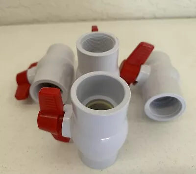 LOT OF 4  1-1/2  Sch 40 PVC Ball Valve Full Port 150 PSI 3 FIP Threaded 1 Socket • $36.99