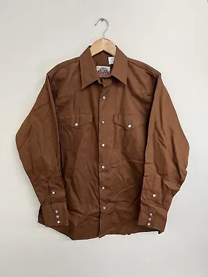 Western Pearl Snap Shirt Men’s M/L Brown Cowboy Work Wear New NWT DS Rodeo • $7.02