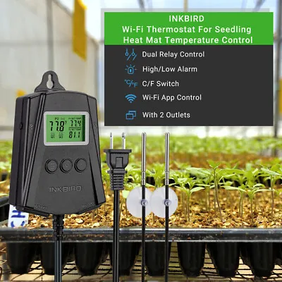 $24.49 • Buy Seed Started Heat Mat Thermostat WiFi Temperature Controller Dual Probe Control