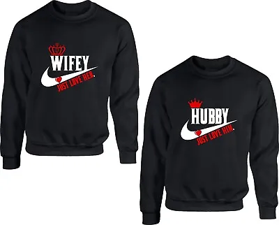 Valentines Day Couple Matching Pack Jumper Hubby Wifey Anniversary Sweatshirt • $24.89