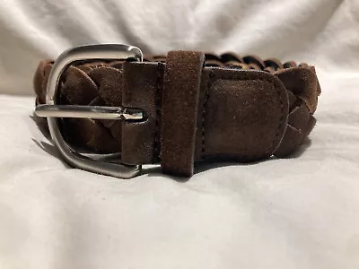 Men's Brown Suede Breaded Leather Belt - Size 115/130 (43-50) • $16