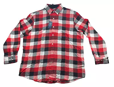 Club Room Flannel Shirt Mens Size Large Red Black White Plaid Casual New • $14.94