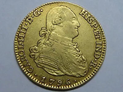 1796 Madrid 4 Escudos Charles Iv Spanish Gold Coin Spain Colonial • $1399