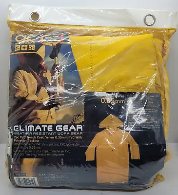 Rain Coat & Hood SZ L Yellow Climate Gear Weather Resistant Work Gear .35mm • $12.99