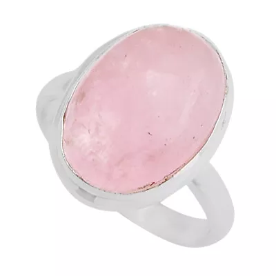 Hand Carved 9.32cts Solitaire Natural Pink Morganite Oval Ring Size 7.5 Y31152 • $14.39