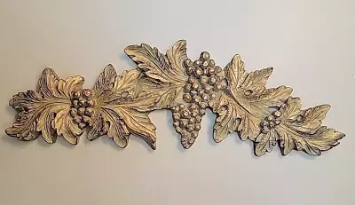 Vintage Grape Clusters & Leaves Pediment Wall Art 3D Sculpture Gold/Bronze 32 L • $65