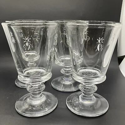 Set Of 4 La Rochere Bee 8 Oz Wine Glasses Clear Embossed Press Stemware France • $34.92