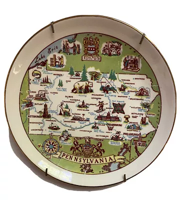 Detailed Vintage Pennsylvania Map Souvenir Plate 7' Diameter • $29.99