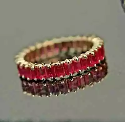 2Ct Baguette Cut Lab Created Ruby Full Eternity Band Ring 14K Yellow Gold Plated • $103.99