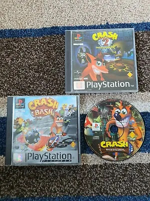 Ps1 Playstation Crash Bandicoot 1 + Crash Bandicoot 2 + Crash Bash • £35