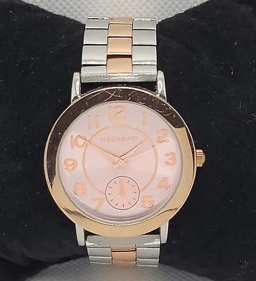 Ladies Maurices Beautiful Round Silver Rose Gold Tone Link Bracelet Watch J5 • $9.99