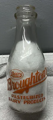 $59.99 • Buy Broughton’s Pasteurized Dairy Products Marietta Ohio Quart Milk Bottle
