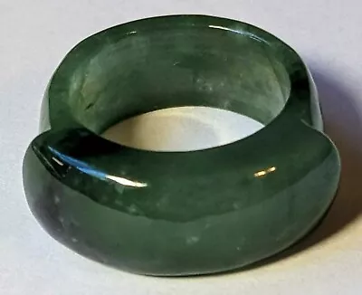 Very Unique Vintage SOLID GREEN JADE RING Hand Carved Heavy Large Size 12 • $145