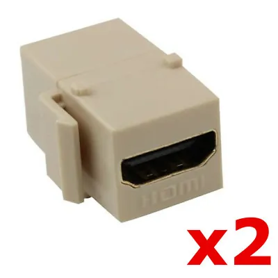 2 Pack Lot - HDMI Keystone Wall Plate Snap-In Jack Insert Coupler Female - Ivory • $12.30