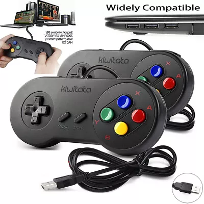 1-4Pack Kiwitata Retro Super Nintendo SNES USB Controller Joypad For PC MAC WIN • $5.99