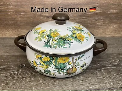 Villeroy & Boch Botanica Enameled Metal Cooking Pot With Lid Yellow Floral 5 Qt • $169