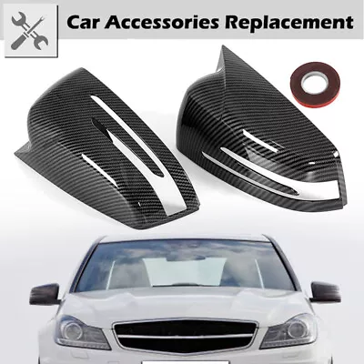 For Mercedes Benz Benz W204 W212 W176/CLA250 Horn Mirror Cover Caps Carbon Fiber • $32.99