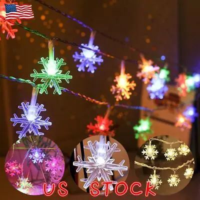 $11.89 • Buy LED Fairy String Light Snowflake Ornament Window Christmas Tree Party Decor Lamp