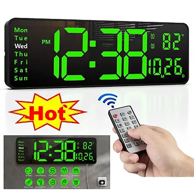 Large Digital Big Jumbo LED Wall Desk Clock Display With Calendar Temperature AU • $41.98