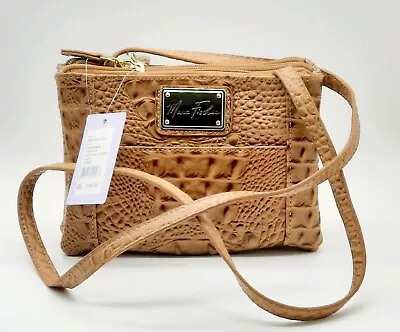 NWT Marc Fisher Dress For Success Croc Embossed Camel/Tan Accordian Crossbody • $30