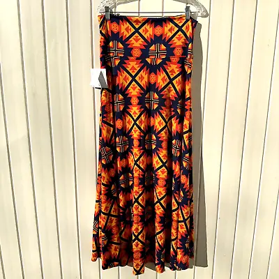 LuLaRoe Maxi Women's Skirt Size L SOUTHWEST Orange Navy Yellow BOHO NWT • £43.38