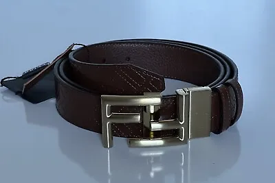 NIB $690 Fendi FF Calf Leather Brown Reversible Belt One Size 7C0344 Italy • $449.99