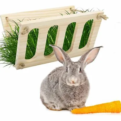 £11.97 • Buy Rabbit Wooden Hay Rack Manger Multi-Functional  Manger Grass Holder Hamster Bowl