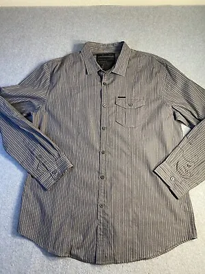 Marc Ecko Shirt Men Large Black Pleated Dress Career Work Formal Long Sleeve • $12.99