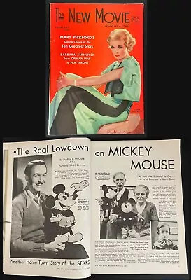 NEW MOVIE Magazine- Rare JOAN BENNETT Cover - 1932 MICKEY MOUSE! - HIGH GRADE • $129.50