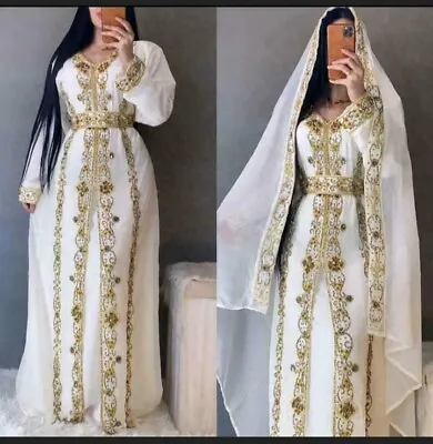 £42.62 • Buy Moroccan Dubai Islamic Kaftan Abaya Fancy Party Wear Takshita Var Dresses