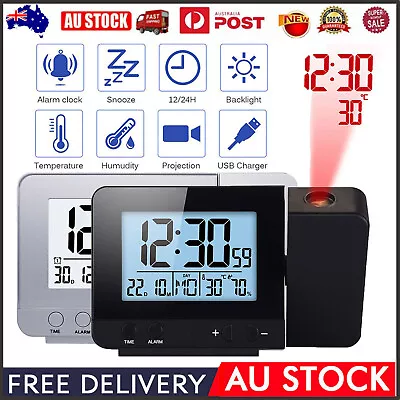 Smart Digital LED Projection Alarm Clock Time Temperature Projector LCD Display • $29.15