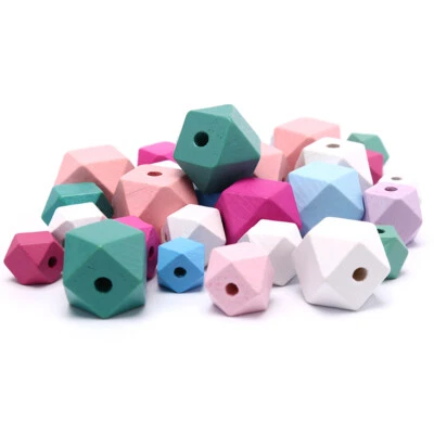 £2.98 • Buy Wood Beads Octagonal Loose Bead Wooden For DIY Necklace 12mm 15mm 20mm/GeomeI4PA