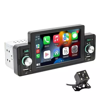 Single 1 Din Car Bluetooth Touch Screen Stereo Radio Carplay MP5 Player Camera • $134.37