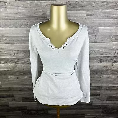 J CREW V-Neck Pullover Light Grey Sweatshirt Women's Size Large • $6.75