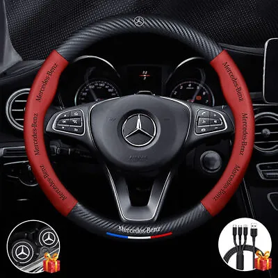 15  38cm Steering Wheel Cover Genuine Leather For 1999-2024 Mercedes-Benz Red • $31.99