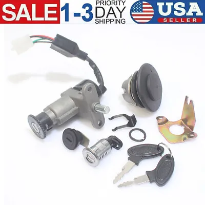 Refit Motorcycle Bikes Fuel Gas Cap Ignition Switch Key Seat Lock Set Universal • $40.99